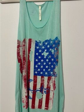 Mint Green Flag Graphic Tank Top $10